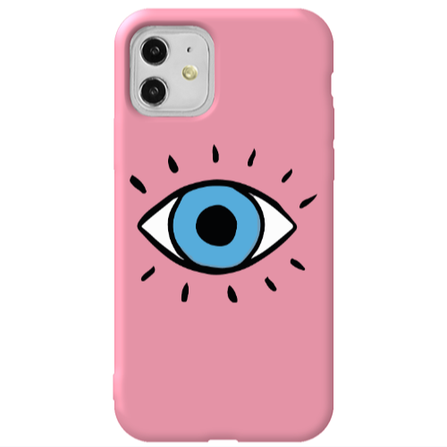 Apple iPhone 11  Shining Eye Pink Colored Silicone TPU Θήκη