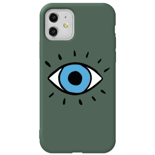 Apple iPhone 11  Shining Eye Dark Green Colored Silicone TPU Θήκη