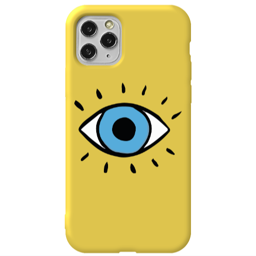 Apple iPhone 11 Pro Shining Eye Yellow Colored Silicone TPU Θήκη