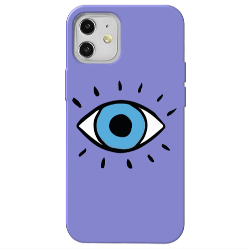 Apple iPhone 12 Shining Eye Purple Colored Silicone TPU Θήκη