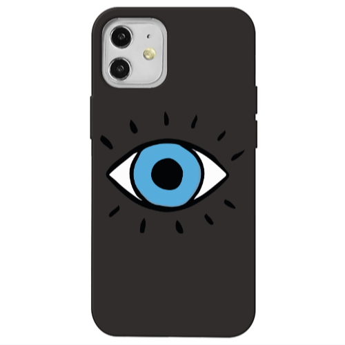 Apple iPhone 12 Shining Eye Black Colored Silicone TPU Θήκη