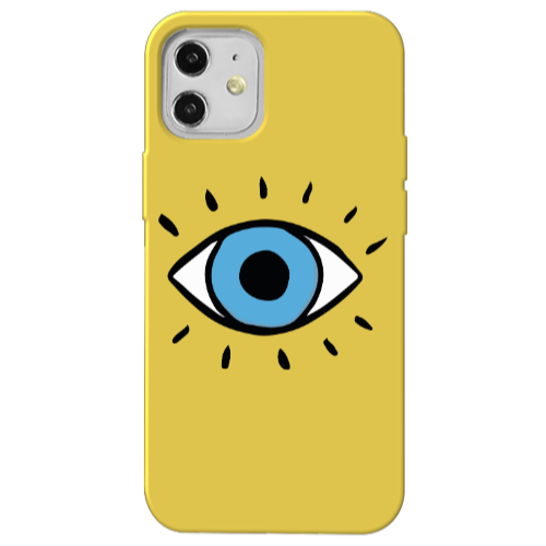 Apple iPhone 12 Shining Eye Yellow Colored Silicone TPU Θήκη