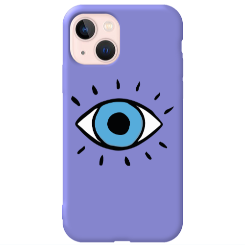 Apple iPhone 13 Shining Eye Purple Colored Silicone TPU Θήκη