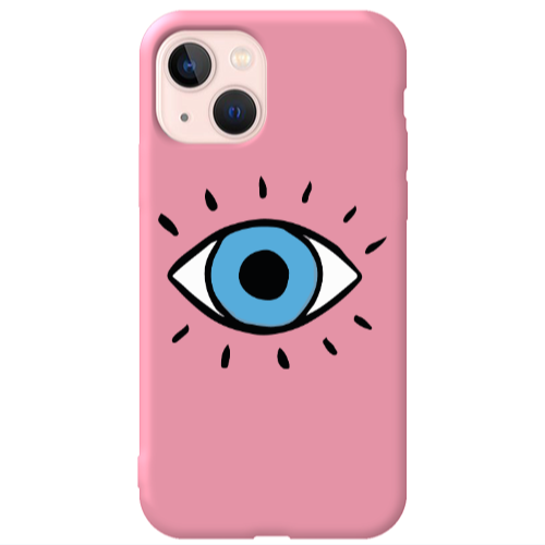 Apple iPhone 13 Shining Eye Pink Colored Silicone TPU Θήκη