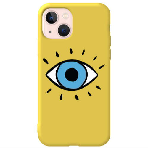 Apple iPhone 13 Shining Eye Yellow Colored Silicone TPU Θήκη