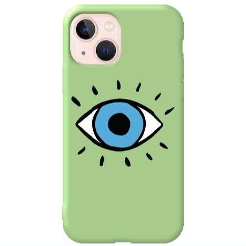 Apple iPhone 13 Shining Eye Light Green Colored Silicone TPU Θήκη