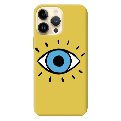 Apple iPhone 13 Pro Max Shining Eye Yellow Colored Silicone TPU Θήκη
