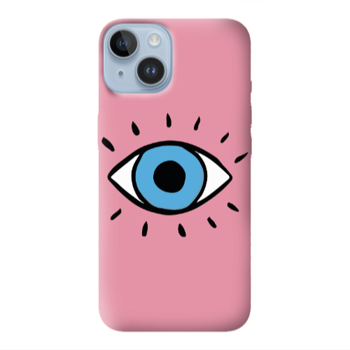 Apple iPhone 14  Shining Eye Pink Colored Silicone TPU Θήκη