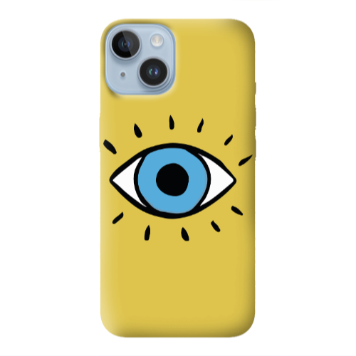 Apple iPhone 14 Plus Shining Eye Yellow Colored Silicone TPU Θήκη