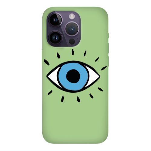 Apple iPhone 14 Pro Max Shining Eye Light Green Colored Silicone TPU Θήκη