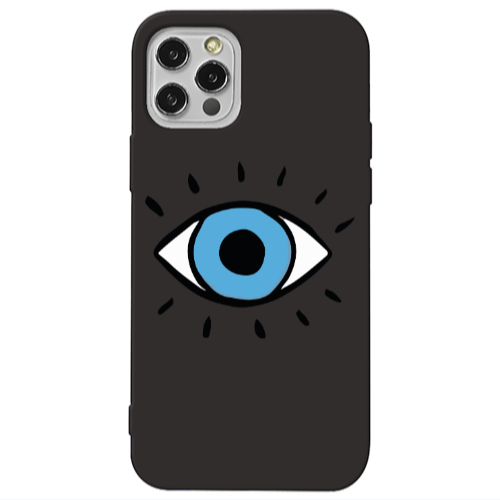 Apple iPhone 12 Pro Shining Eye Black Colored Silicone TPU Θήκη