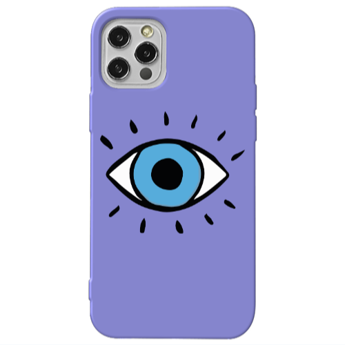 Apple iPhone 12 Pro Max Shining Eye Purple Colored Silicone TPU Θήκη