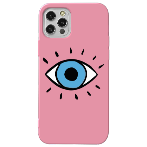 Apple iPhone 12 Pro Max Shining Eye Pink Colored Silicone TPU Θήκη