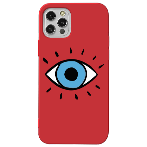 Apple iPhone 12 Pro Max Shining Eye Red Colored Silicone TPU Θήκη