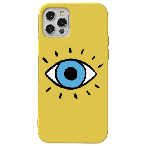 Apple iPhone 12 Pro Max Shining Eye Yellow Colored Silicone TPU Θήκη