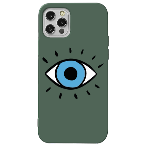 Apple iPhone 12 Pro Max Shining Eye Dark Green Colored Silicone TPU Θήκη