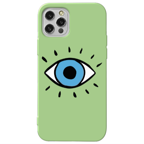 Apple iPhone 12 Pro Max Shining Eye Light Green Colored Silicone TPU Θήκη