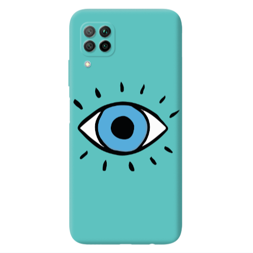 Huawei P40 Lite Shining Eye Turquoise Colored Silicone TPU Θήκη