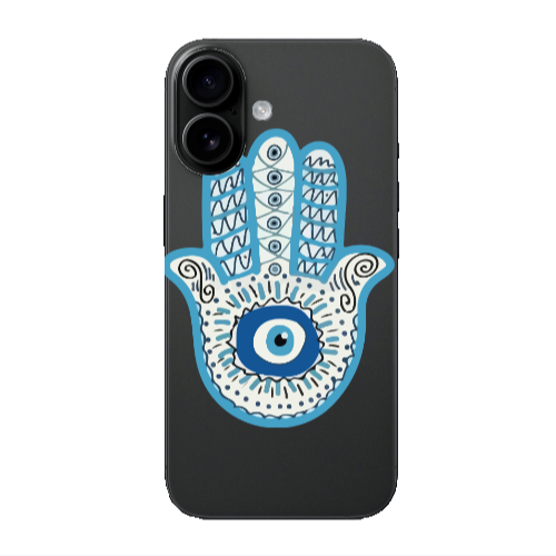 Apple Iphone 16 plus Evil eye bead in hand Transparent Silicone TPU Θήκη