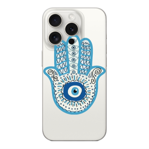 Apple Iphone 16 Pro Evil eye bead in hand Transparent Silicone TPU Θήκη
