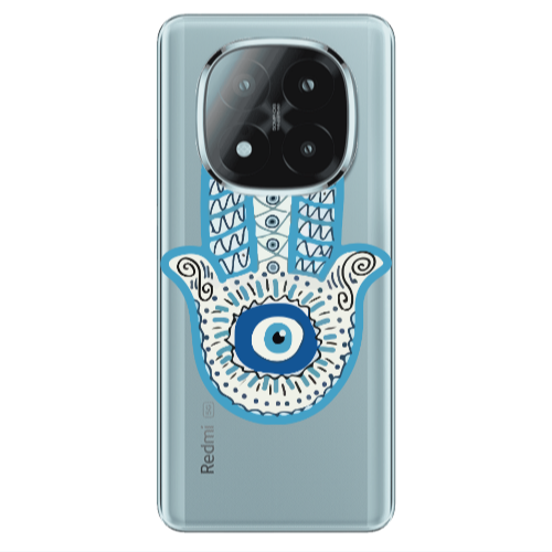 Xiaomi Redmi Note 14 Pro + 5g Evil eye bead in hand Transparent Silicone TPU Θήκη