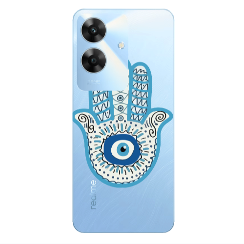 Realme Note 60 Evil eye bead in hand Transparent Silicone TPU Θήκη