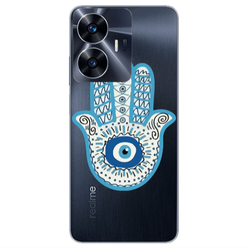 Realme Note 50 Evil eye bead in hand Transparent Silicone TPU Θήκη