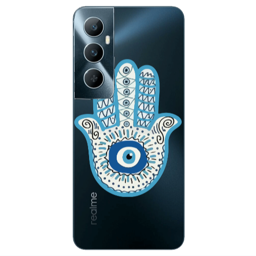 Realme C65 Evil eye bead in hand Transparent Silicone TPU Θήκη
