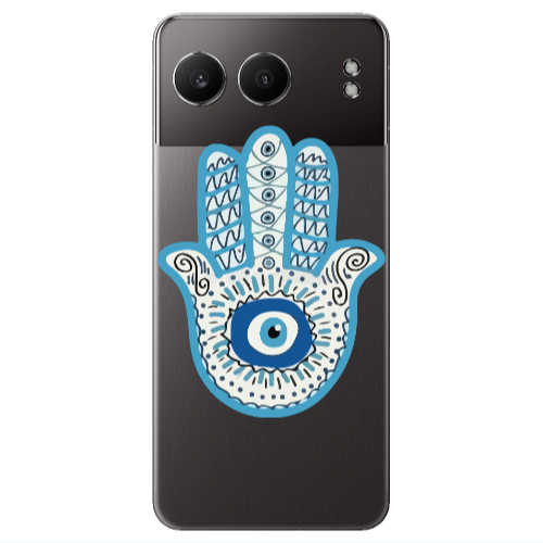 Oneplus Nord 4 Evil eye bead in hand Transparent Silicone TPU Θήκη