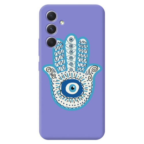 Samsung A56 Evil eye bead in hand Purple Colored Silicone TPU Θήκη
