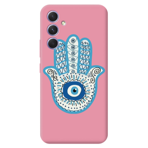 Samsung A56 Evil eye bead in hand Pink Colored Silicone TPU Θήκη