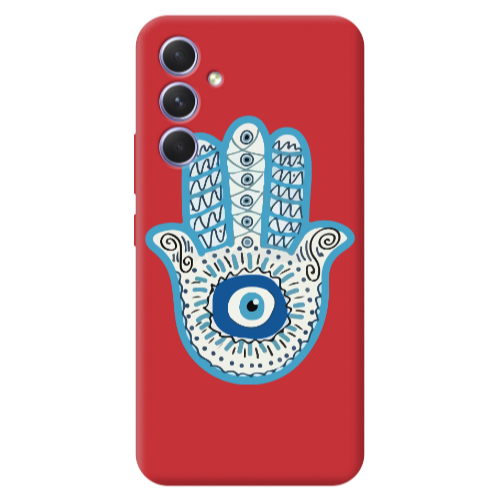 Samsung A56 Evil eye bead in hand Red Colored Silicone TPU Θήκη