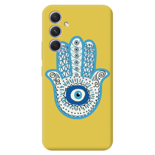Samsung A56 Evil eye bead in hand Yellow Colored Silicone TPU Θήκη