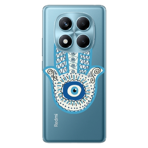Xiaomi Redmi Note 14 Pro Evil eye bead in hand Transparent Silicone TPU Θήκη