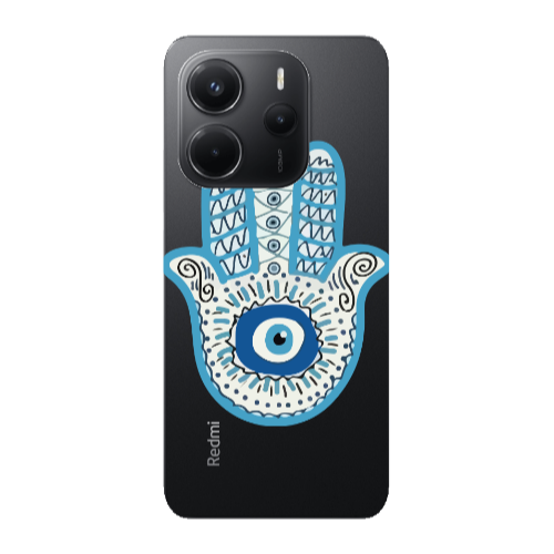 Xiaomi Redmi Note 14 Evil eye bead in hand Transparent Silicone TPU Θήκη