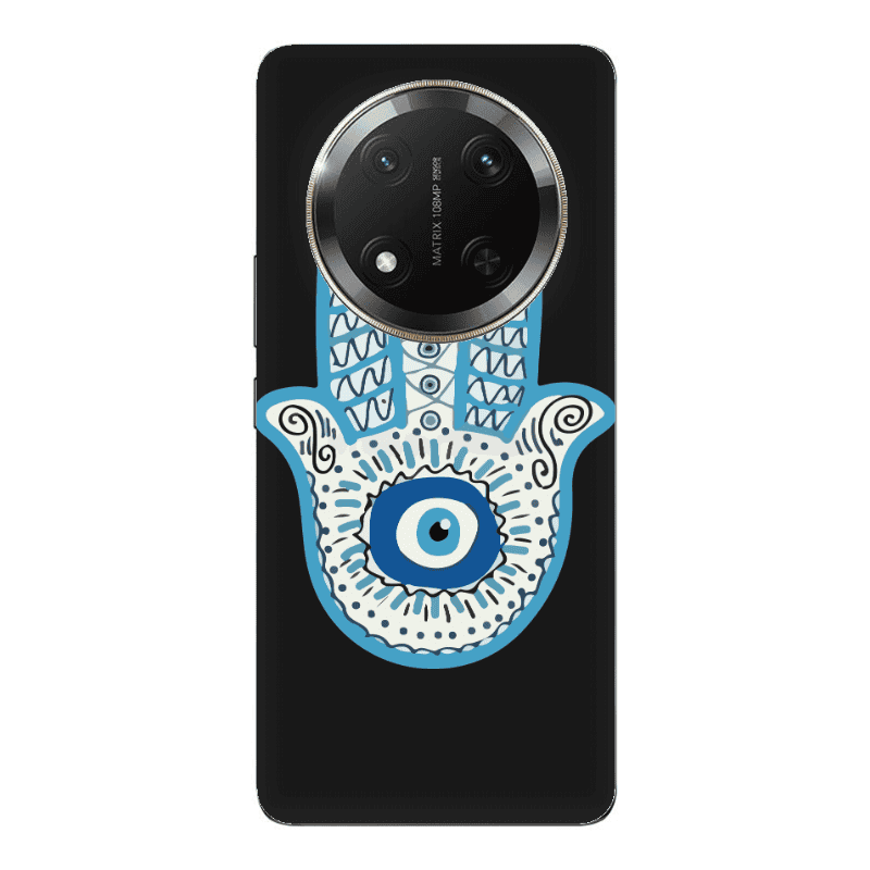 Honor Magic 7 Lite Evil eye bead in hand Black Colored Silicone TPU Θήκη