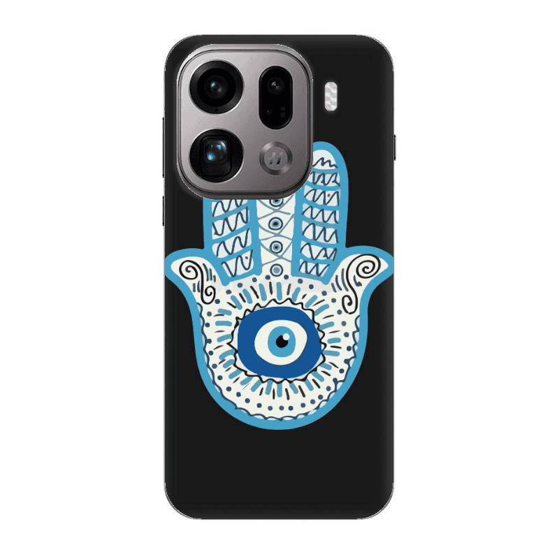 Oppo Find X9 Pro Evil eye bead in hand Black Colored Silicone TPU Θήκη