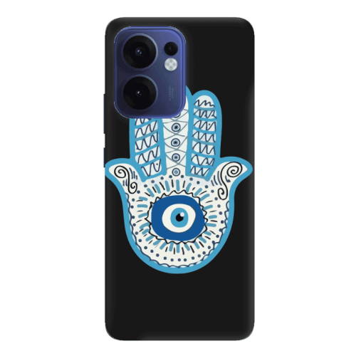 Oppo Reno13 FS Evil eye bead in hand Black Colored Silicone TPU Θήκη