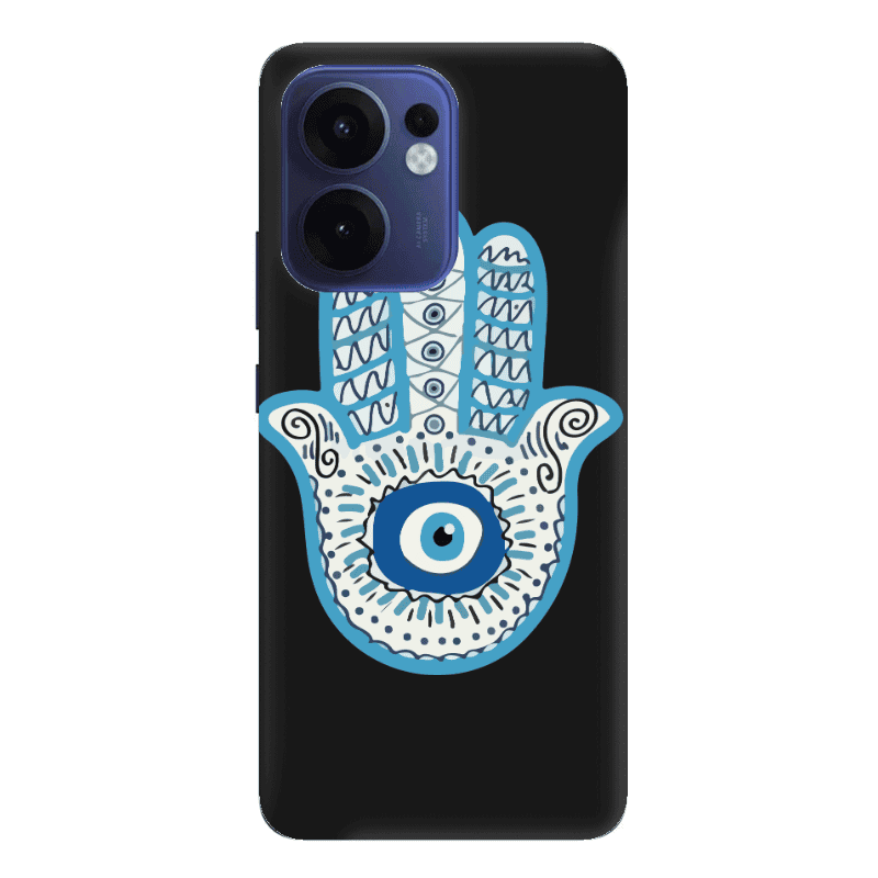 Oppo Reno13 FS Evil eye bead in hand Black Colored Silicone TPU Θήκη
