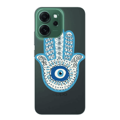 Oppo Reno 14 FS Evil eye bead in hand Transparent Silicone TPU Θήκη