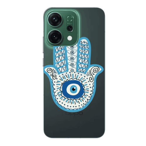 Oppo RENO 14 Evil eye bead in hand Transparent Silicone TPU Θήκη