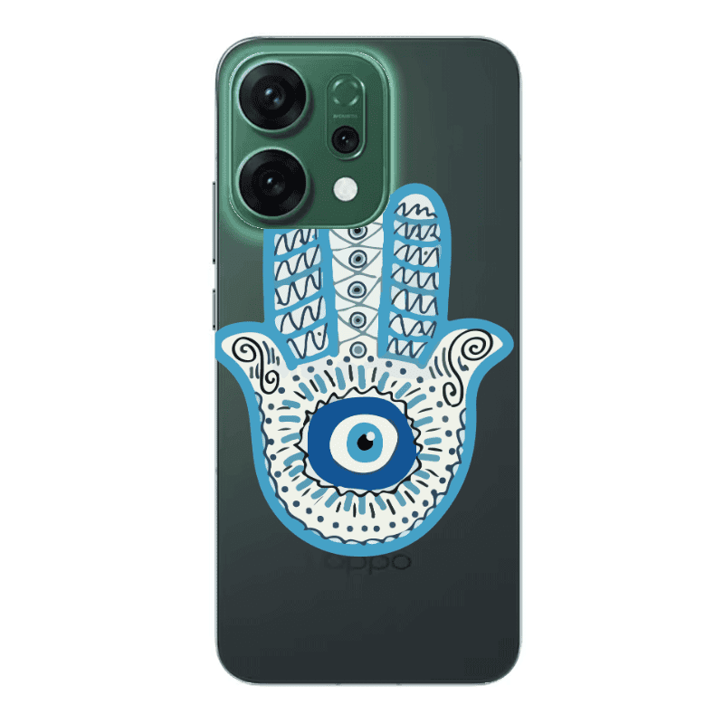 Oppo RENO 14 Evil eye bead in hand Transparent Silicone TPU Θήκη