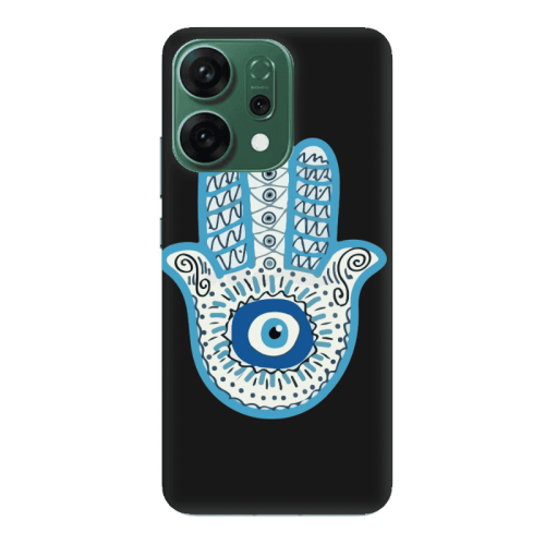 Oppo RENO 14 Evil eye bead in hand Black Colored Silicone TPU Θήκη