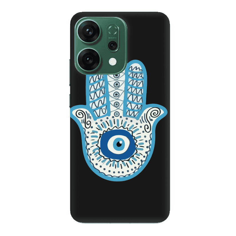 Oppo RENO 14 Evil eye bead in hand Black Colored Silicone TPU Θήκη