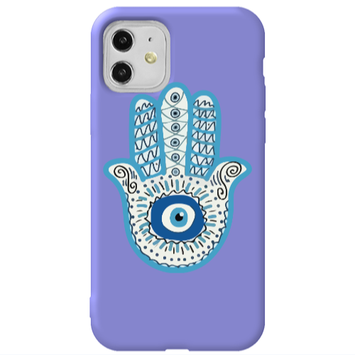 Apple iPhone 11  Evil eye bead in hand Purple Colored Silicone TPU Θήκη