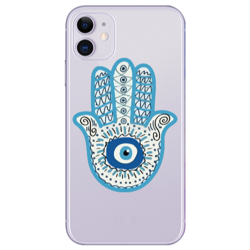 Apple iPhone 11  Evil eye bead in hand Transparent Silicone TPU Θήκη