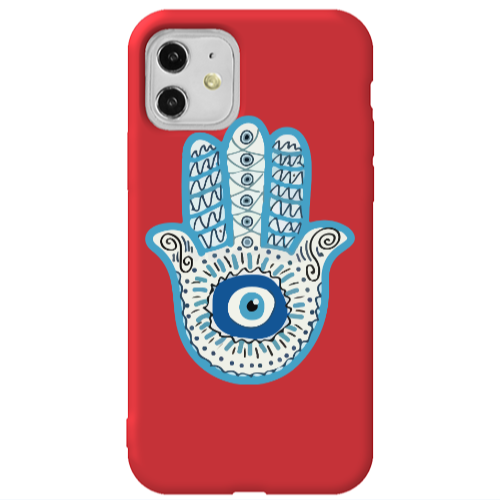 Apple iPhone 11  Evil eye bead in hand Red Colored Silicone TPU Θήκη