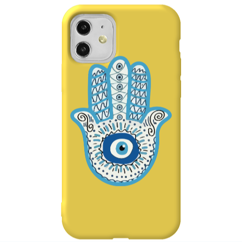 Apple iPhone 11  Evil eye bead in hand Yellow Colored Silicone TPU Θήκη
