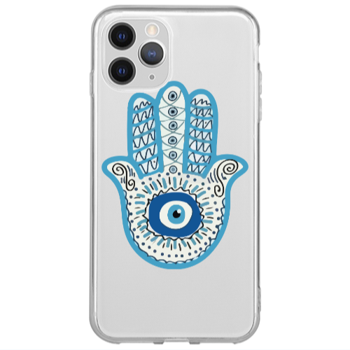 Apple iPhone 11 Pro Evil eye bead in hand Transparent Silicone TPU Θήκη