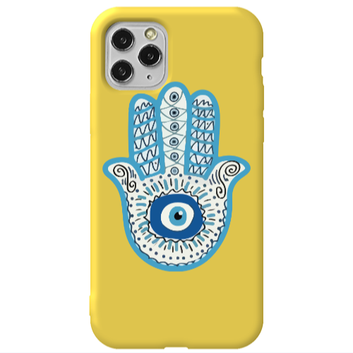 Apple iPhone 11 Pro Evil eye bead in hand Yellow Colored Silicone TPU Θήκη